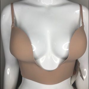 Fashion Forms 34B Seamless U Plunge Bra Beige New